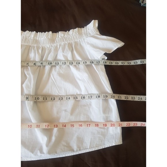Gap Womens Off Shoulder White Blouse Ruffled Cotton Short Sleeve Size Small - Picture 11 of 12